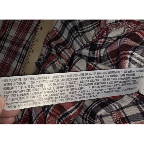 Disney Flannel Pajama Gown Mickey Mouse Holiday Plaid Christmas Girl Size 7/8 - Picture 8 of 10